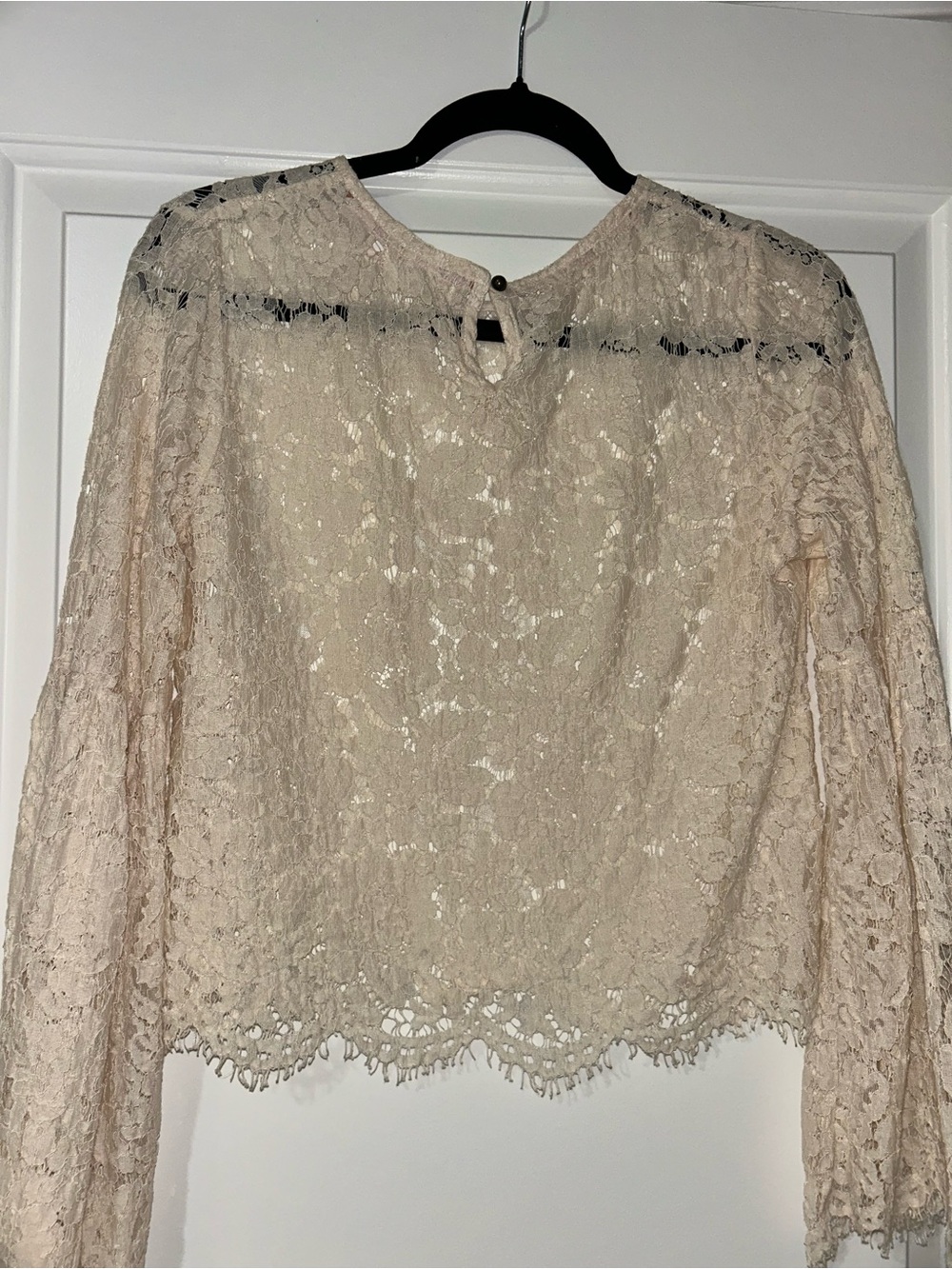 Altar'd State Cream Lace Long-Sleeve Blouse